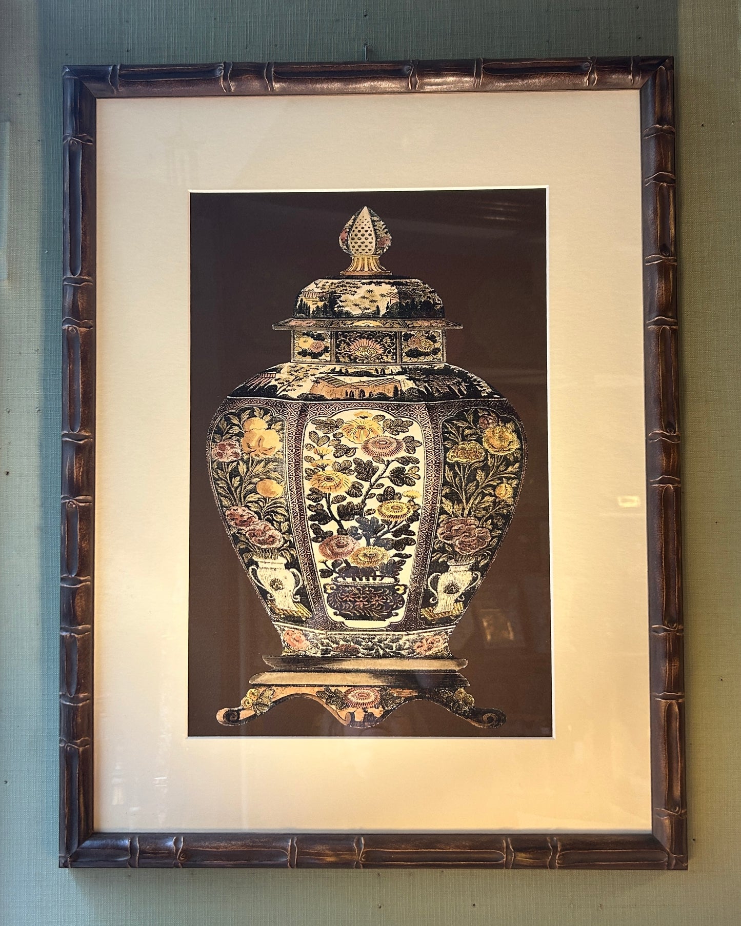 Stampa con cornice wenghe‘Passepartout avorio vaso Cinese 1