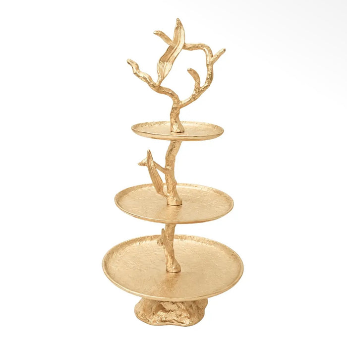 Alzatina 3 piani albero dorato