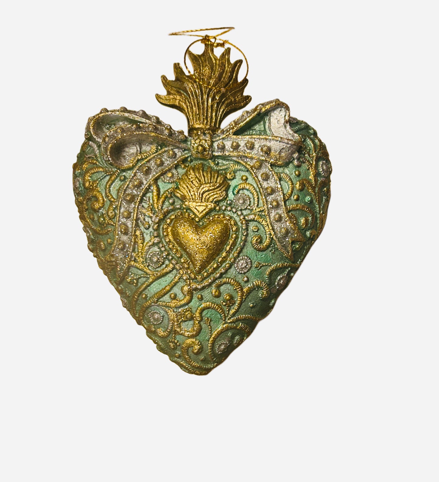 Cuore turchese in resina decoro albero di natale