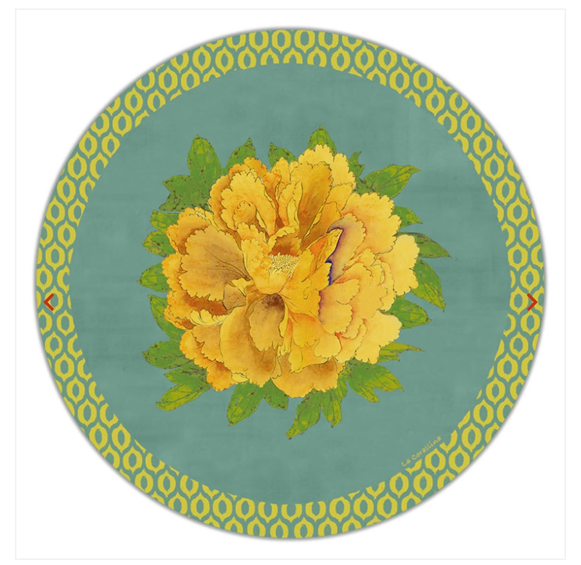 Sottopiatto Panarea Ikat fiore giallo su verde cm 34