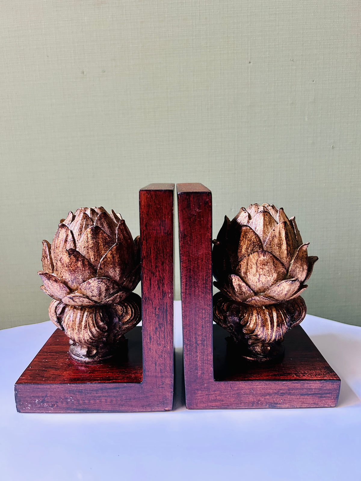 Paire de serre-livres artichauts