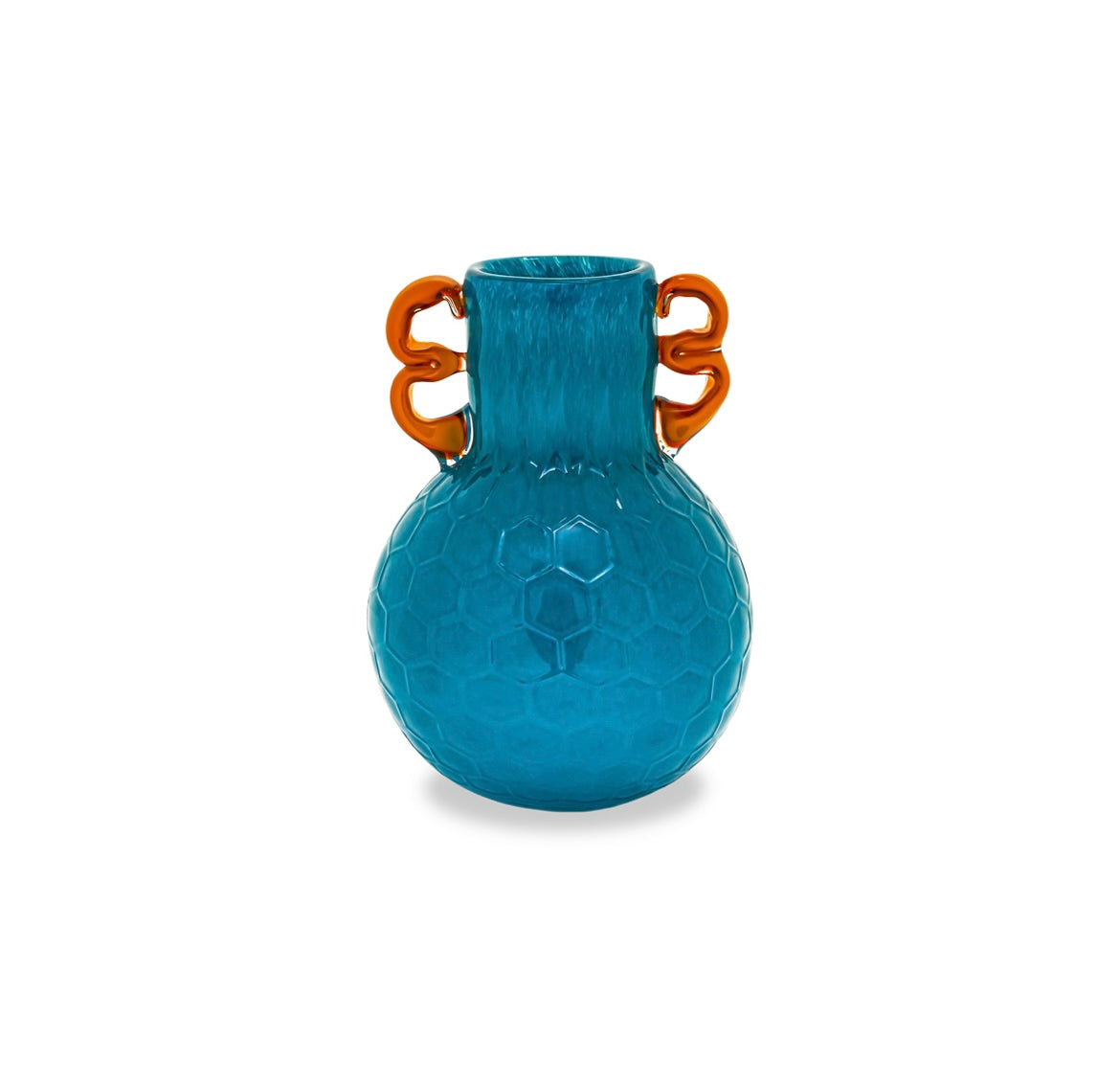 Vaso blu con manici arancio