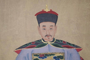Coppia di ritratti di dignitari cinesi vestito viola cm 100 x 50