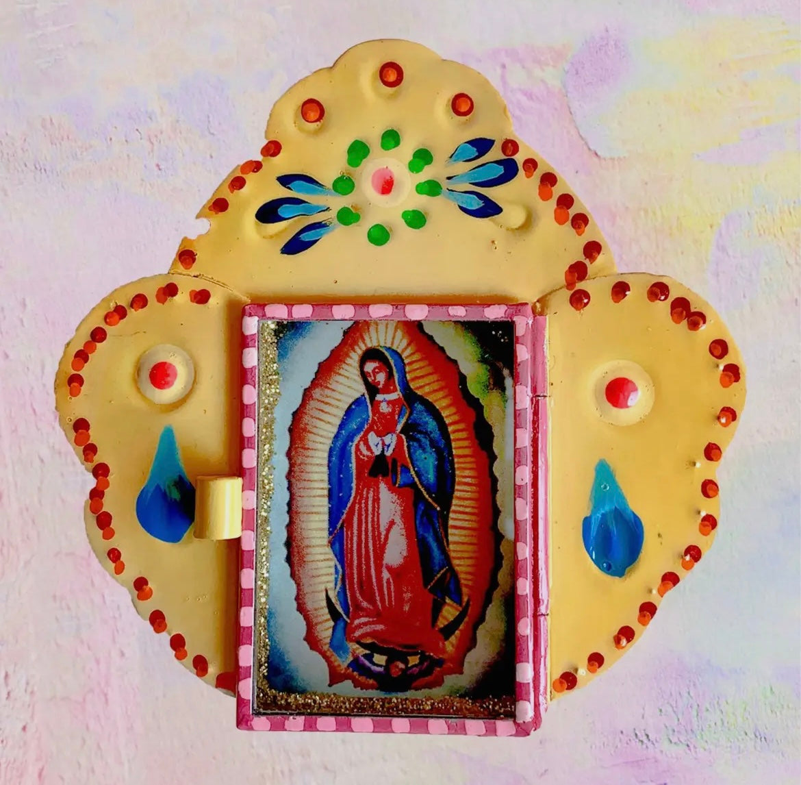Teca votiva Vergine di Guadalupe artigianale
messicana