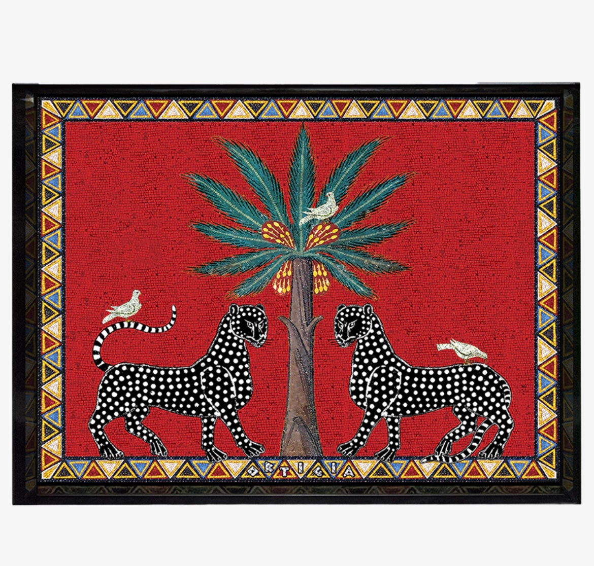 Vassoio mosaico ghepardo rosso Ortigia grande 38 x 28