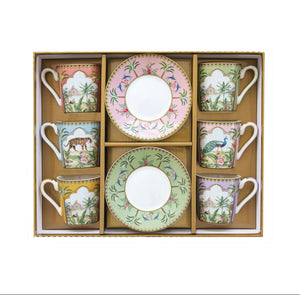 Set sei tazzine caffè Paradise Sauvage con scatola regalo