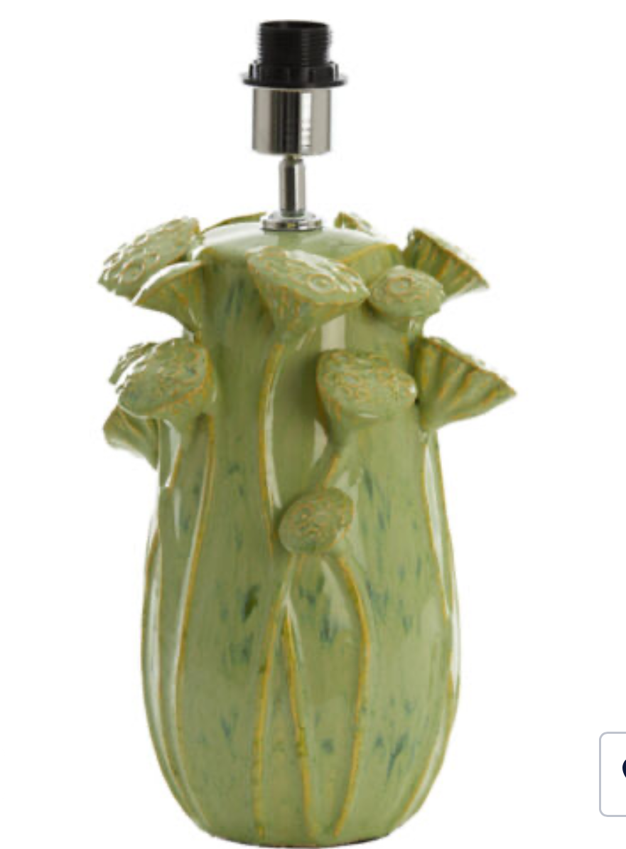 Base lampada verde in porcellana spugna