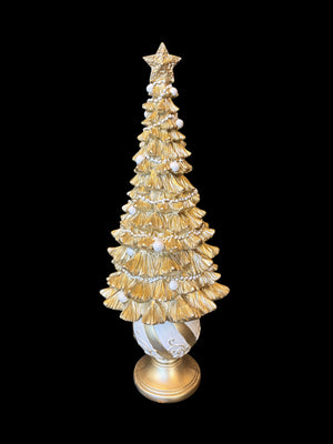 Albero di Natale oro su sfera champagne medio h cm 31,5
