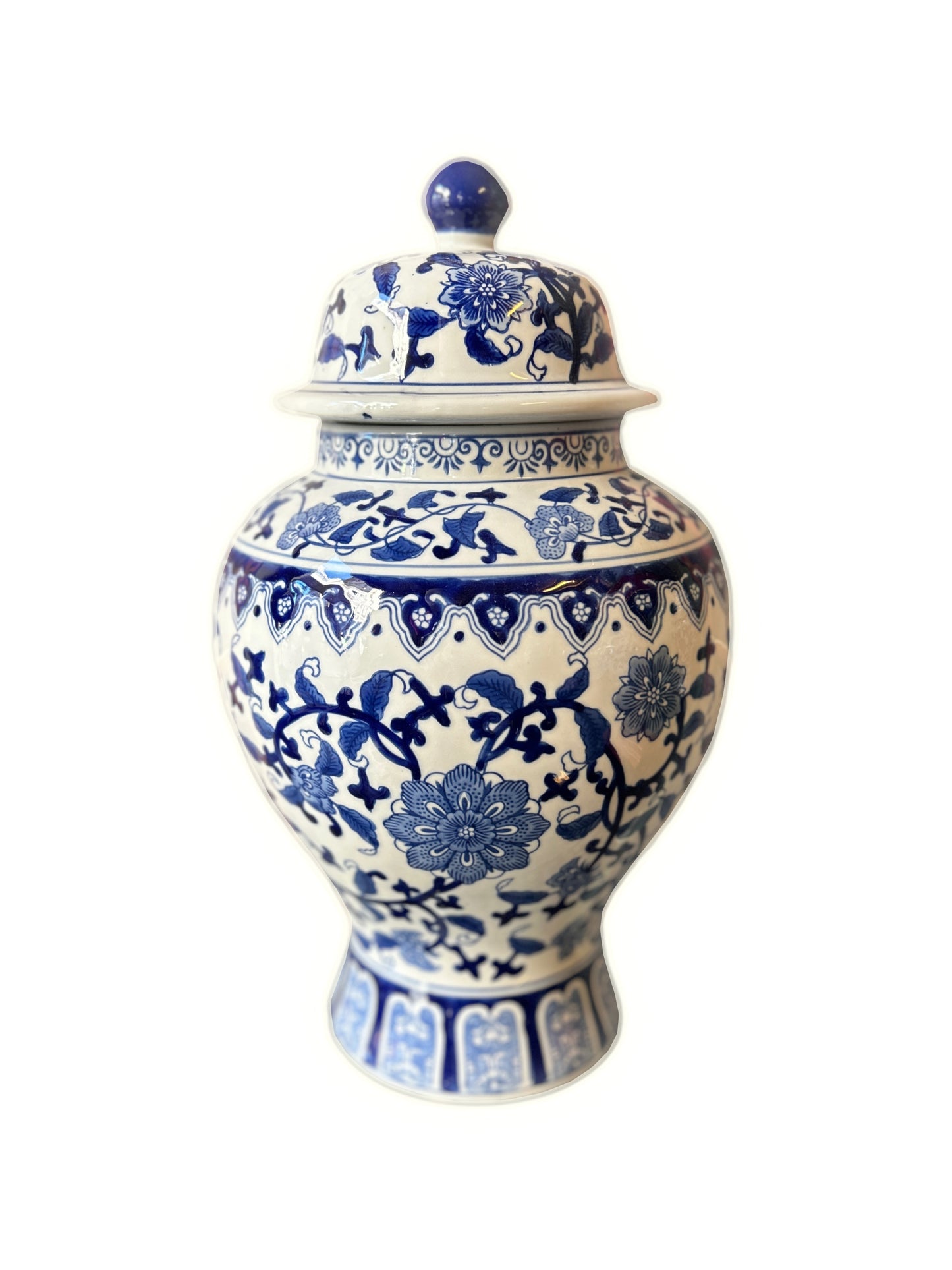 Poutige grande con coperchio chinoiserie blu