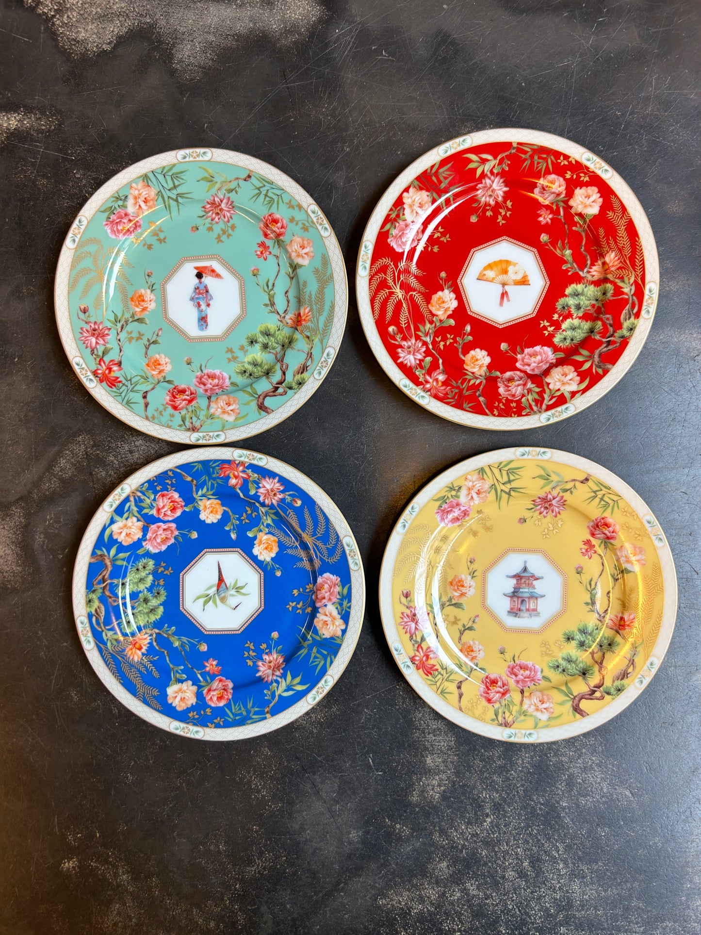 Set 4 Piattini frutta dolce Jado con confezione regalo
