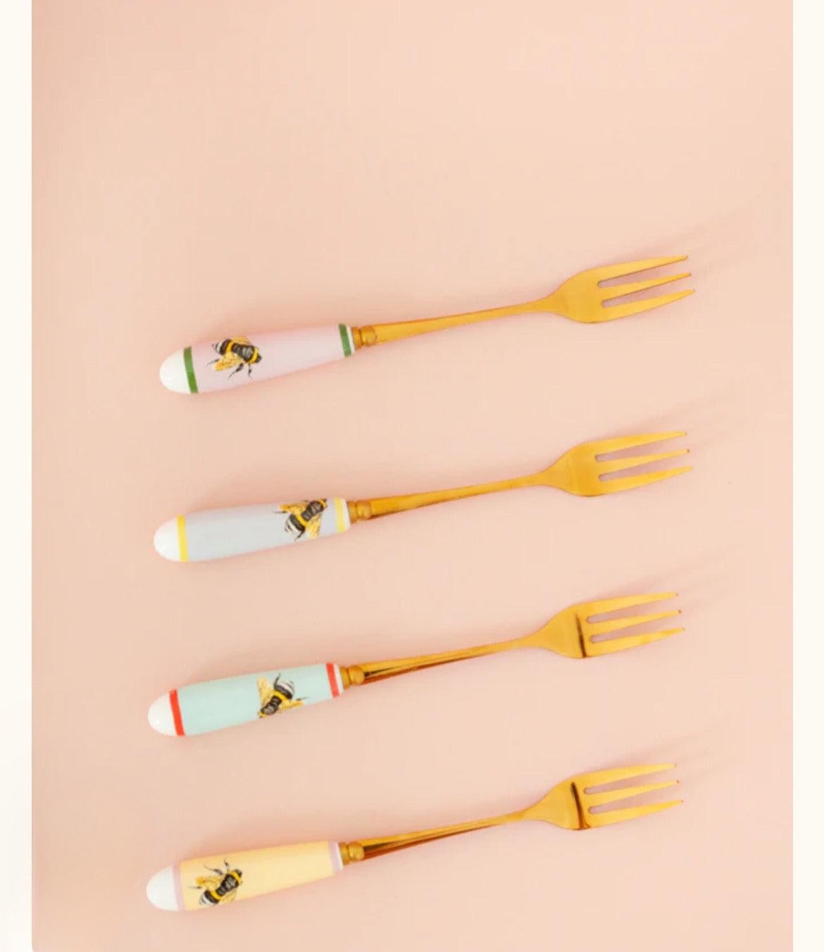 Set di 4 forchette dolce con api