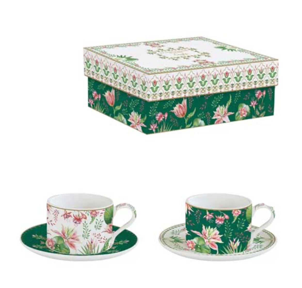 Set due tazze te’ con scatola regalo Botanic Chic