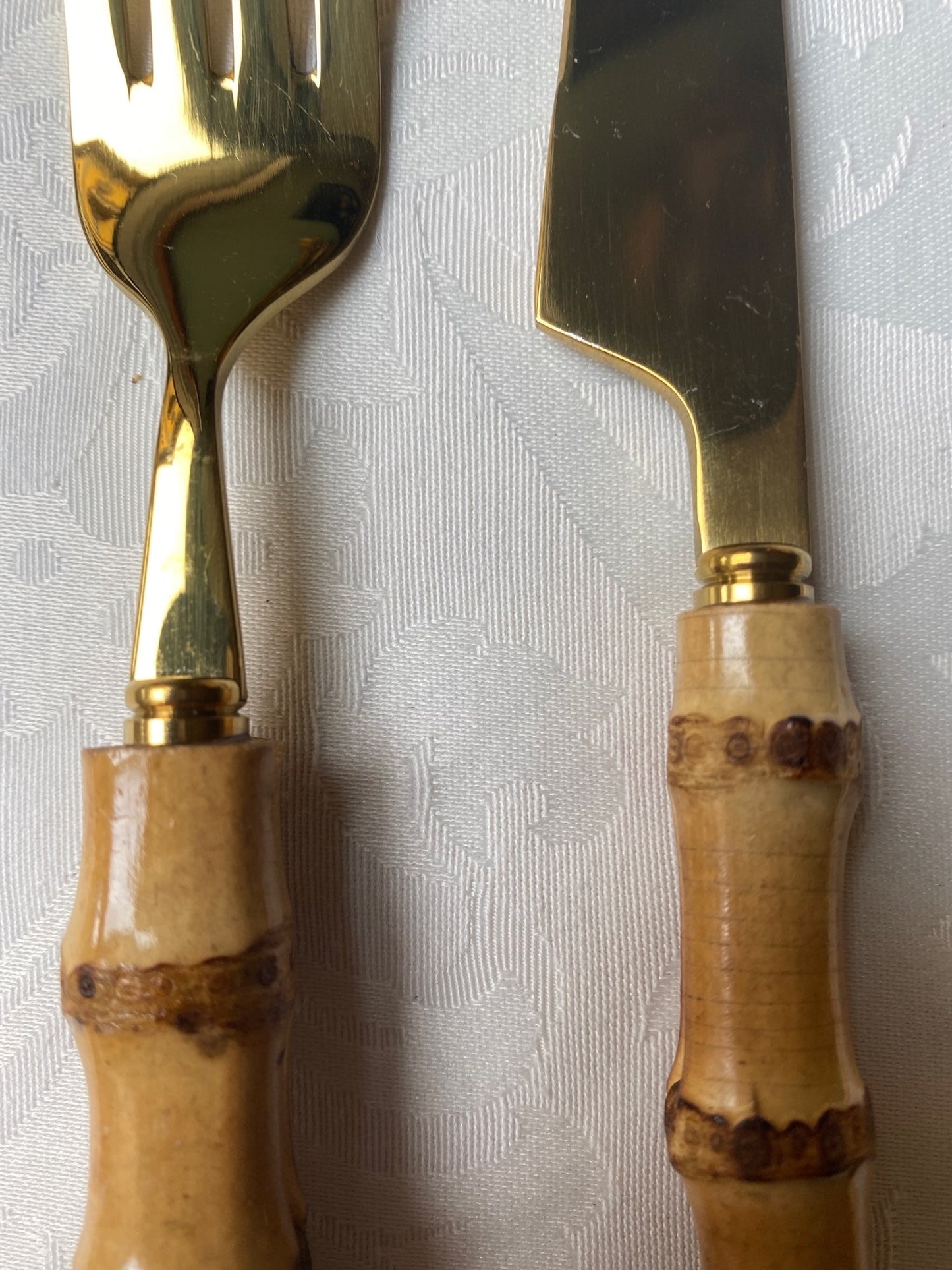 Posate in bambù, set per 6 persone, oro