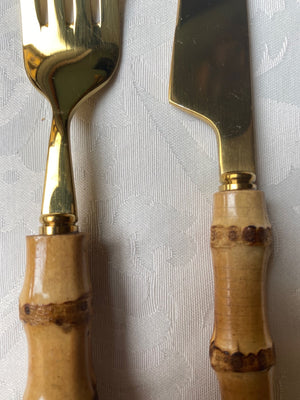 Posate in bambù, set per 6 persone, oro