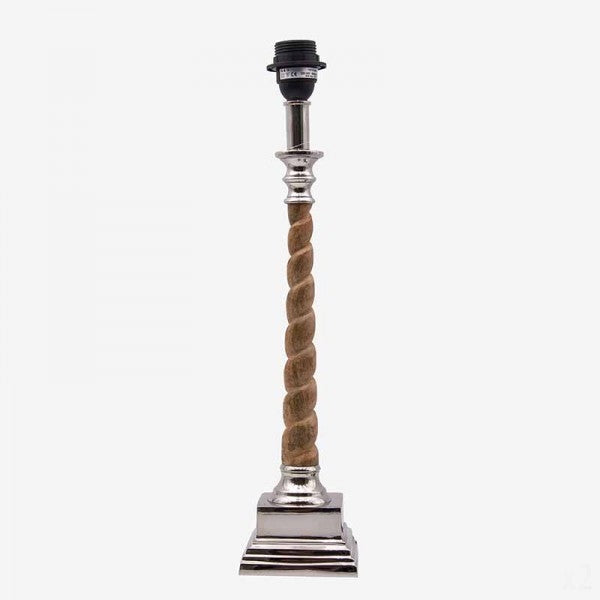 Lampada stelo legno ritorto e acciaio