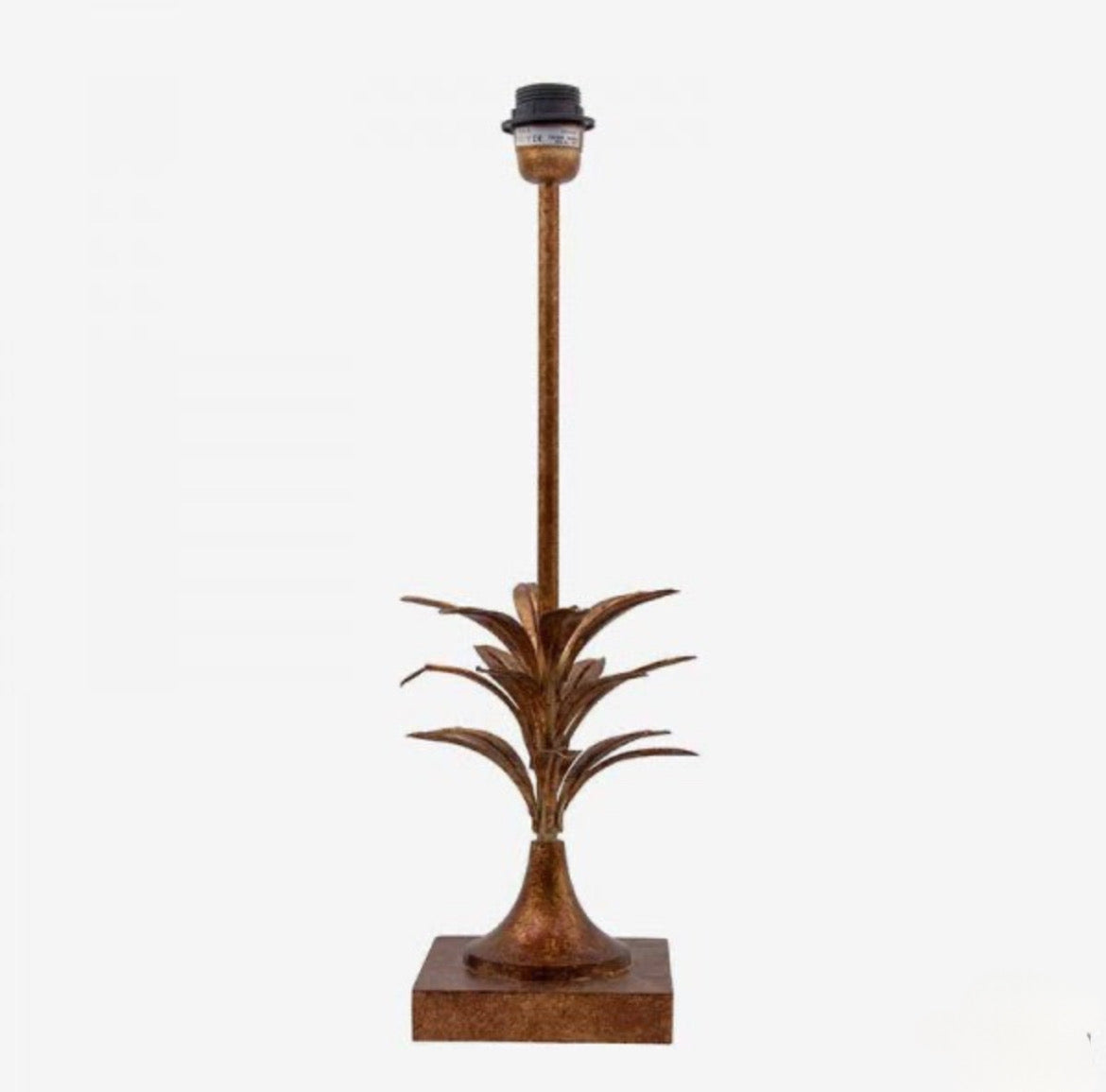 Lampe en or foncé avec base en feuille