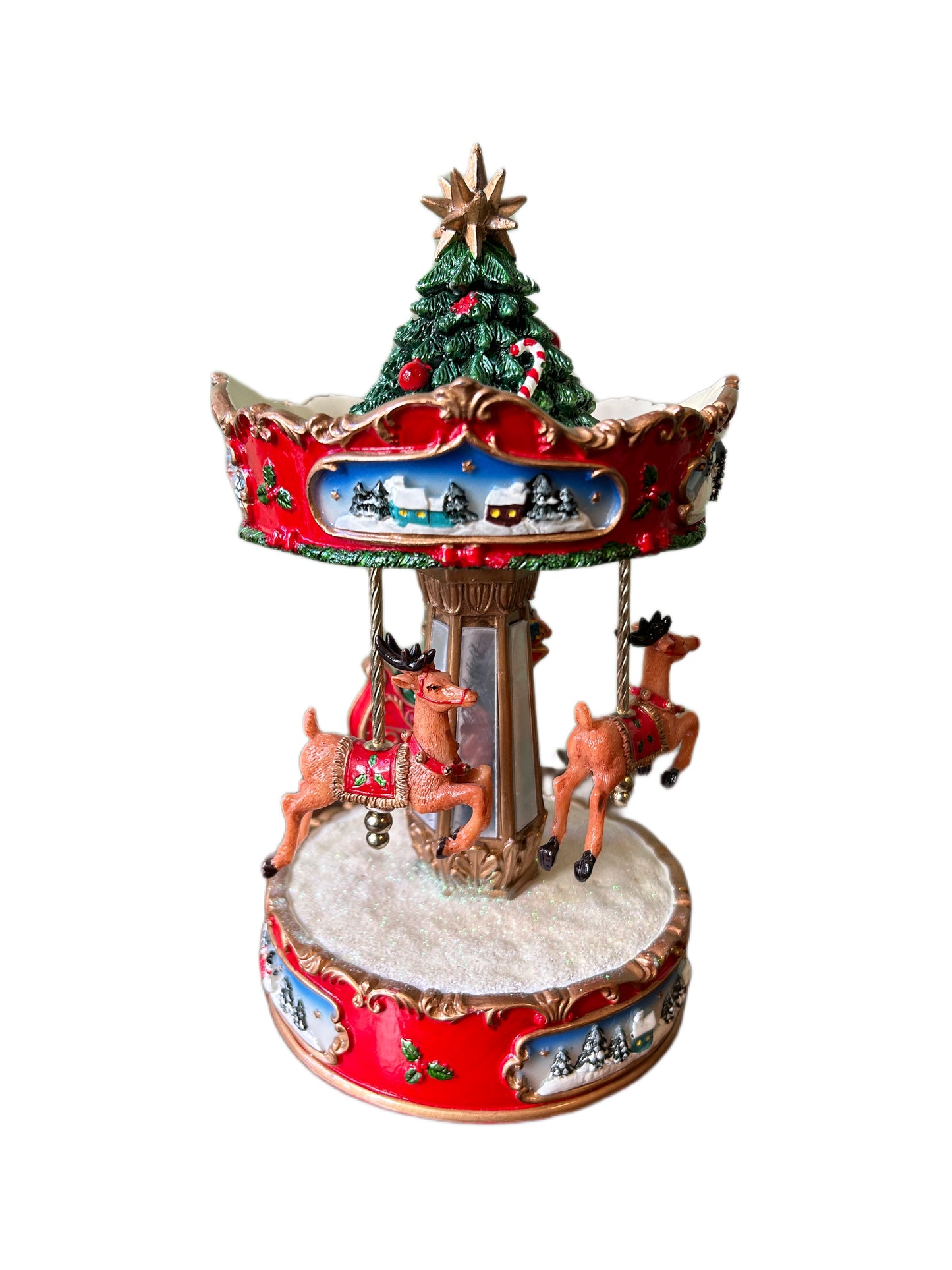 Carillon grande con giostrina renne e slitta