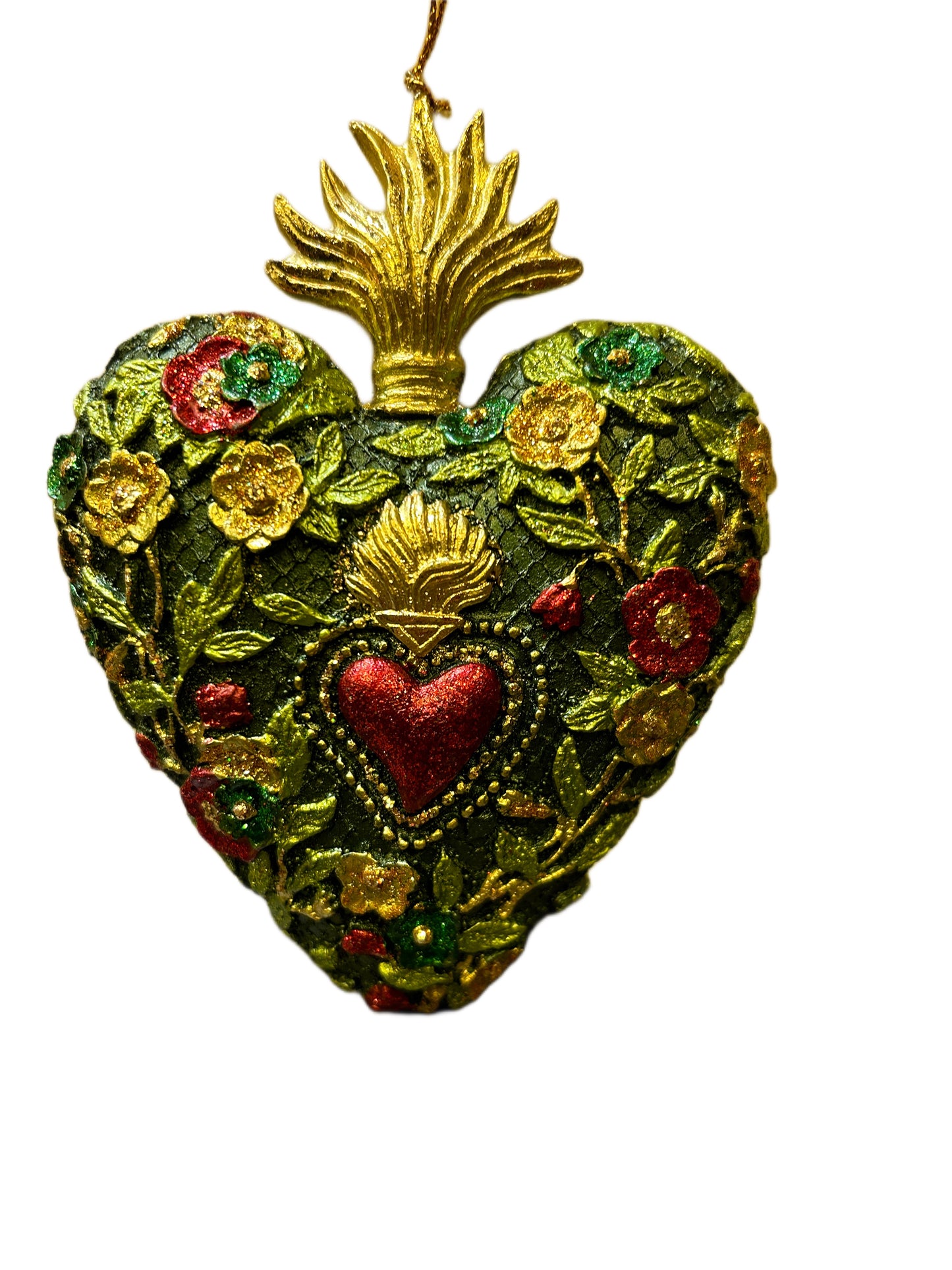 Coeur de décoration de sapin de Noël vert