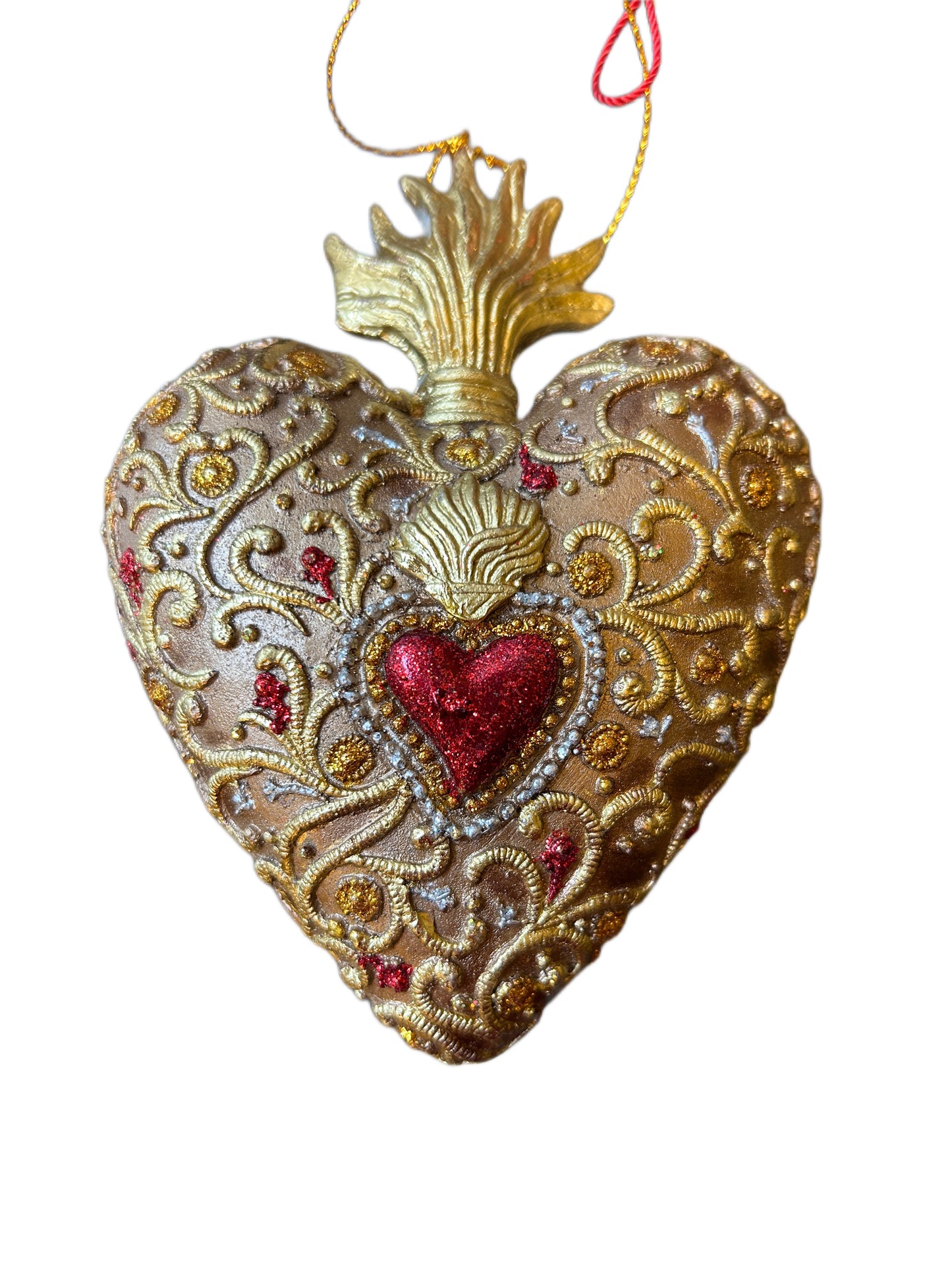 Coeur de décoration de sapin de Noël rose