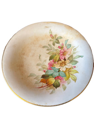 Alzata fine ‘800 decorata con fiori bordino oro in fine porcellana francese