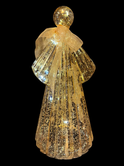 Angelo di vetro illuminabile piccolo oro