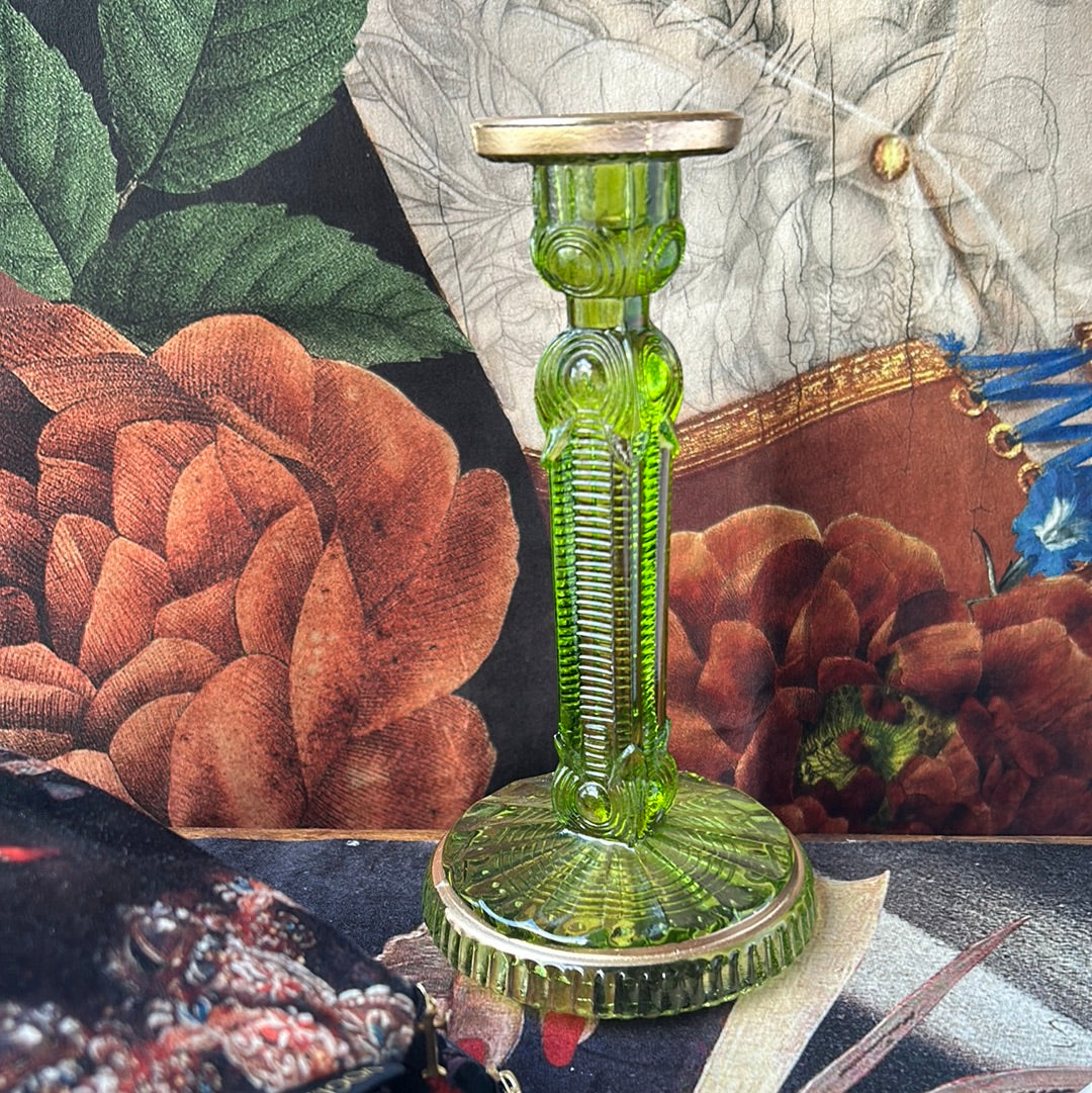 Candeliere in vetro verde art deco