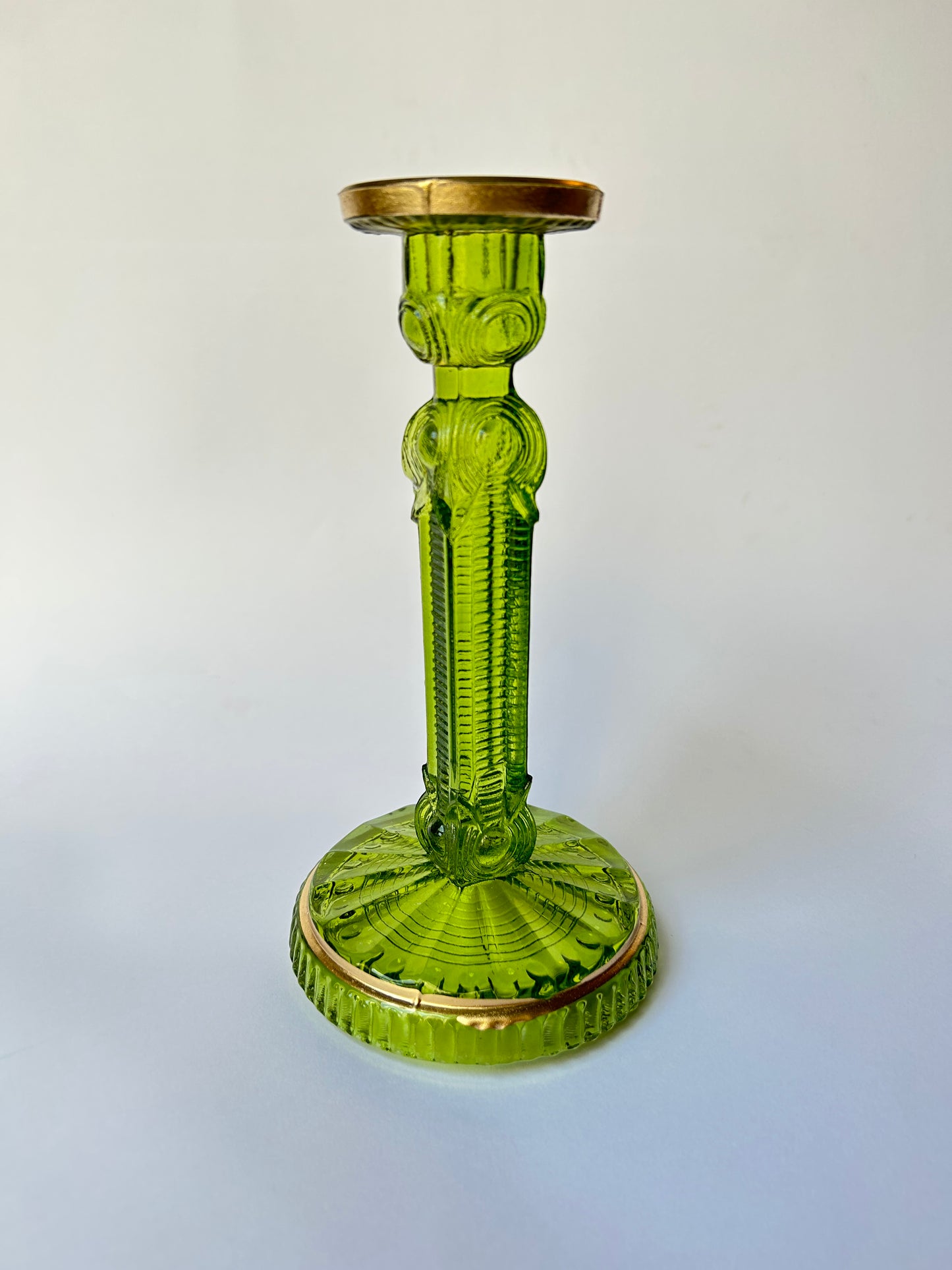 Candeliere in vetro verde art deco