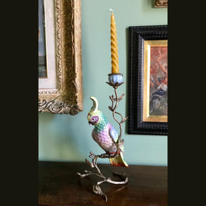 Bougeoir perroquet en céramique