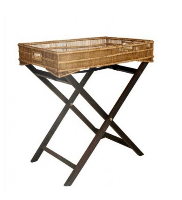 Vassoio 65x45x75 in rattan con supporto