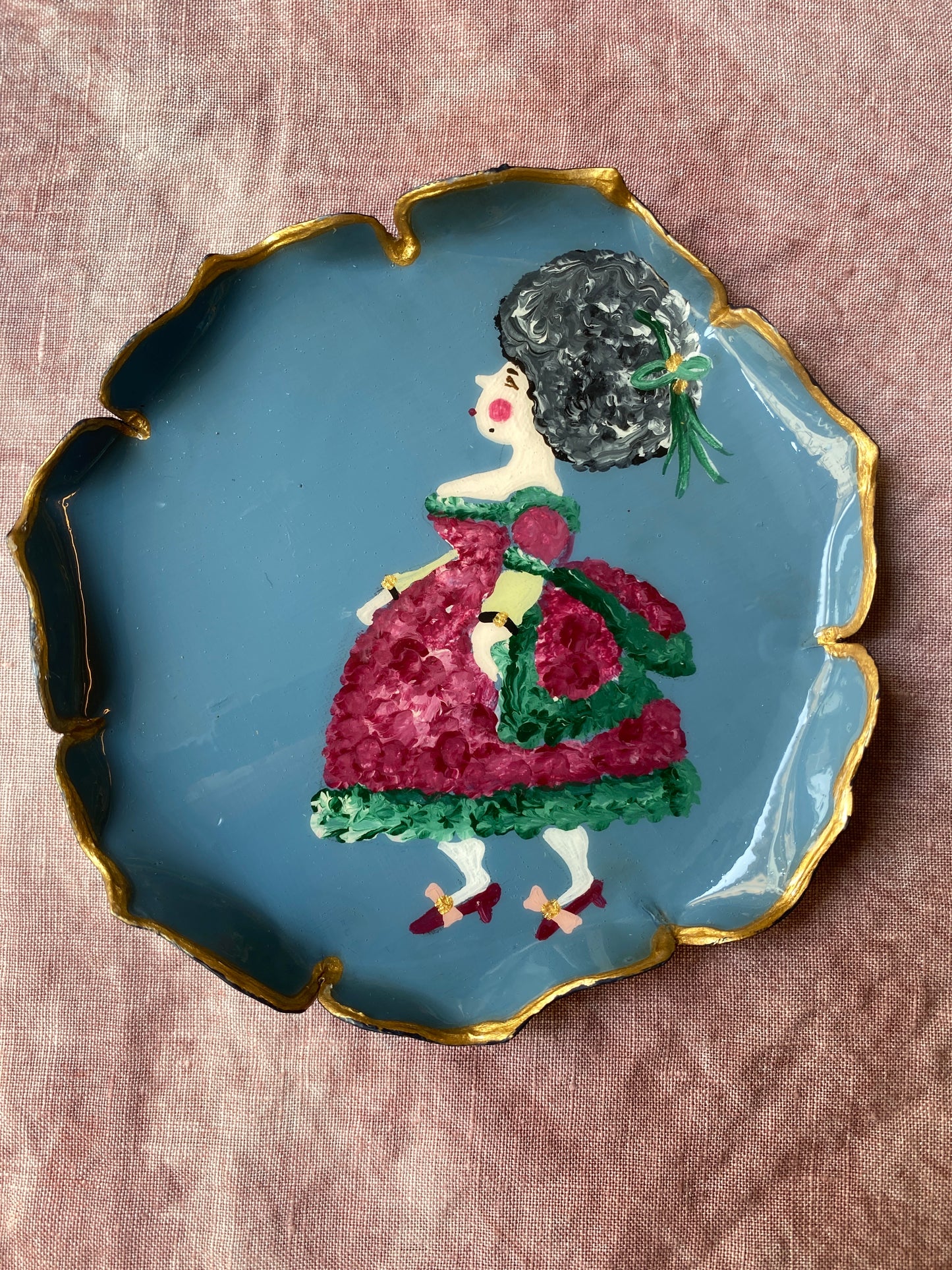 Piattino pane fondo azzurro realizzato su commissione