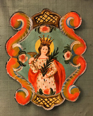 Saint Lucia decorated on tin by Sicilian craftsmanship