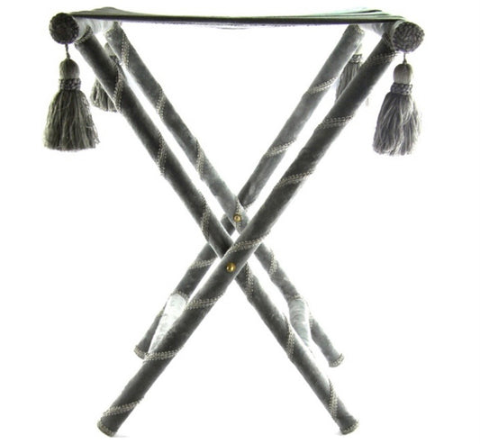 Porte-plateau pliable en velours gris