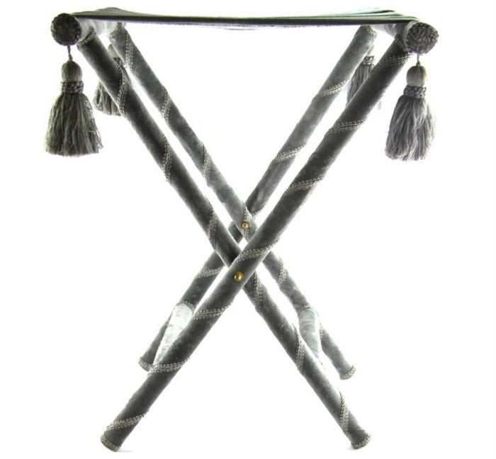 Gray velvet tray holder pliant