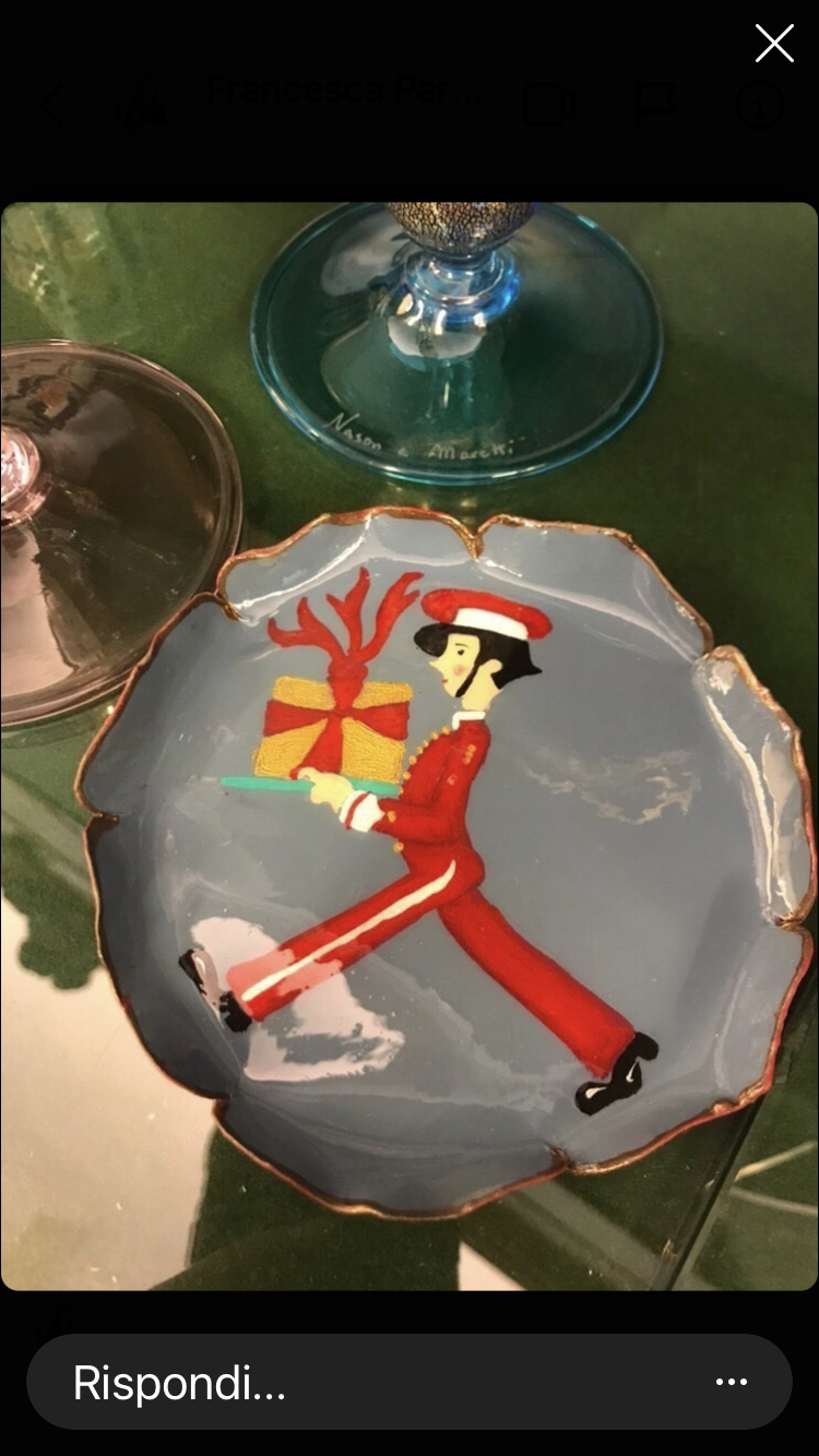 Assiette à pain en fer blanc décorée à la main 12 cm sur commande