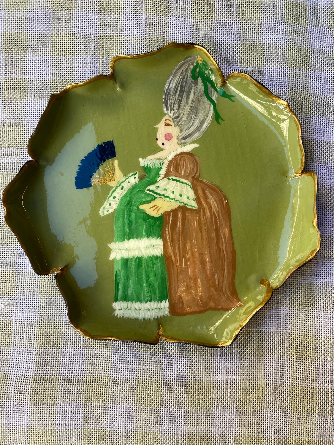 Piattino pane in metallo decorato a mano