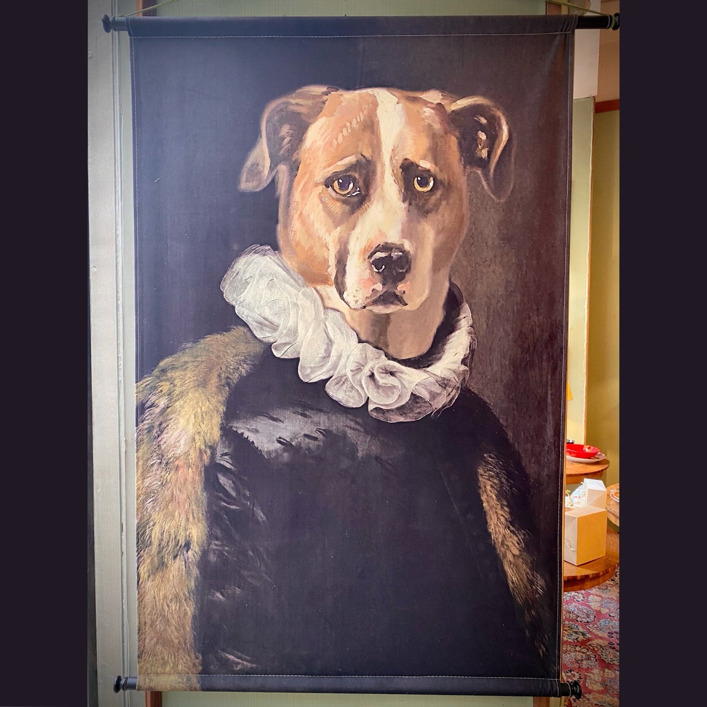 Panneau mural chien en velours