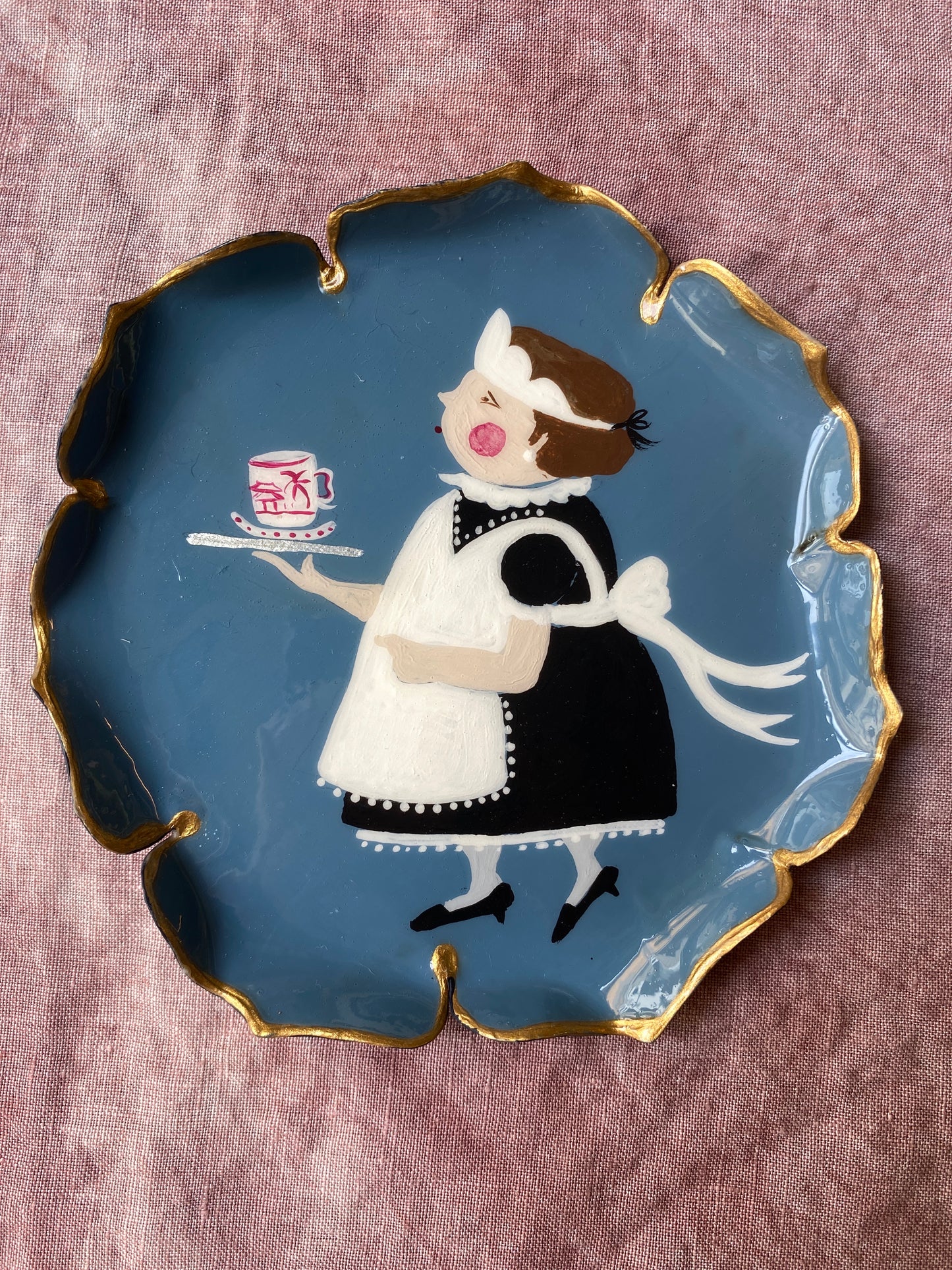 Piattino pane fondo azzurro realizzato su commissione