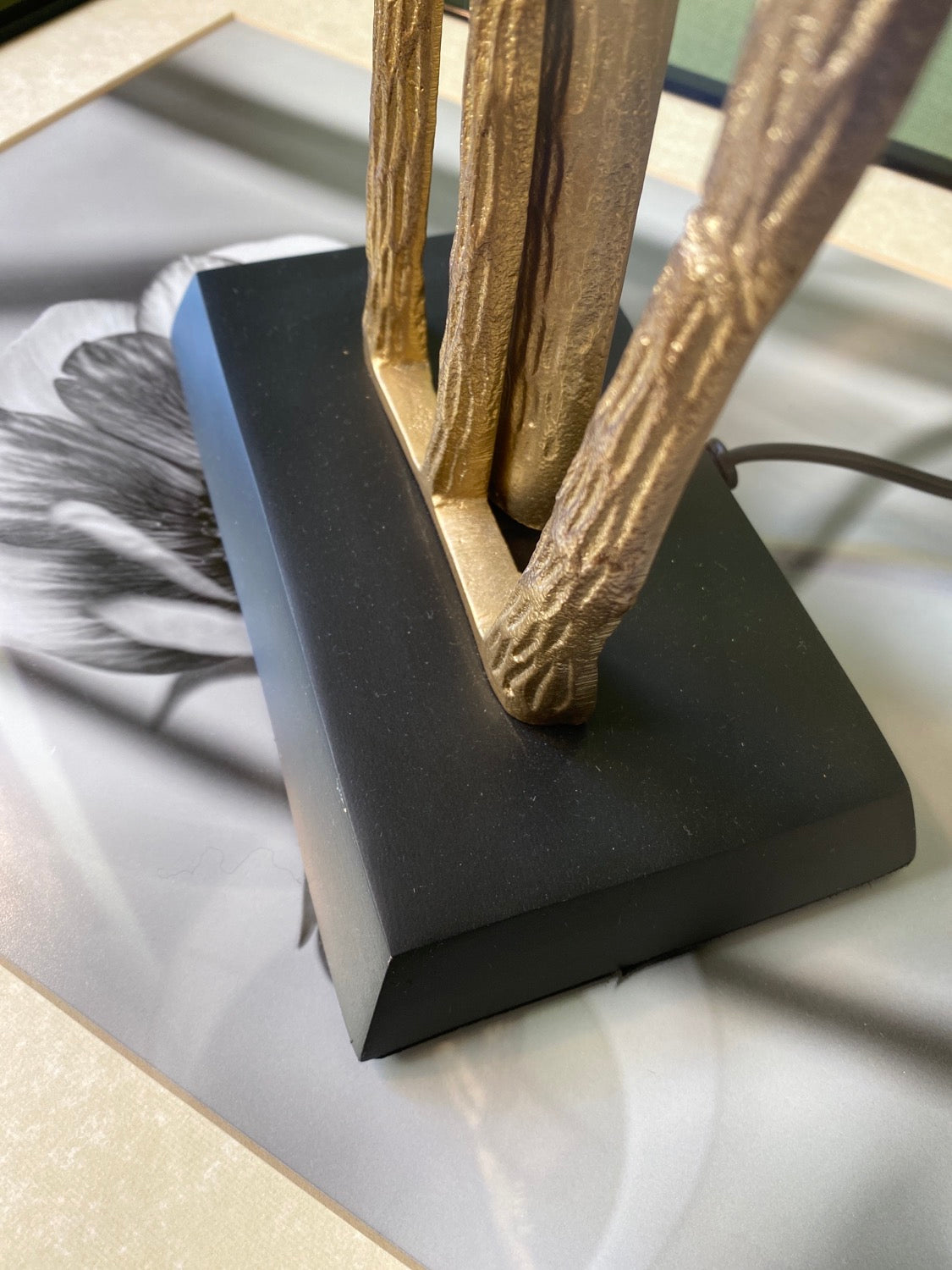 Lampada palme in ottone con paralume