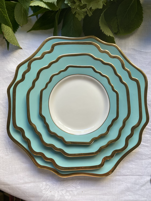 Ensemble de 6 assiettes plates aigue-marine
