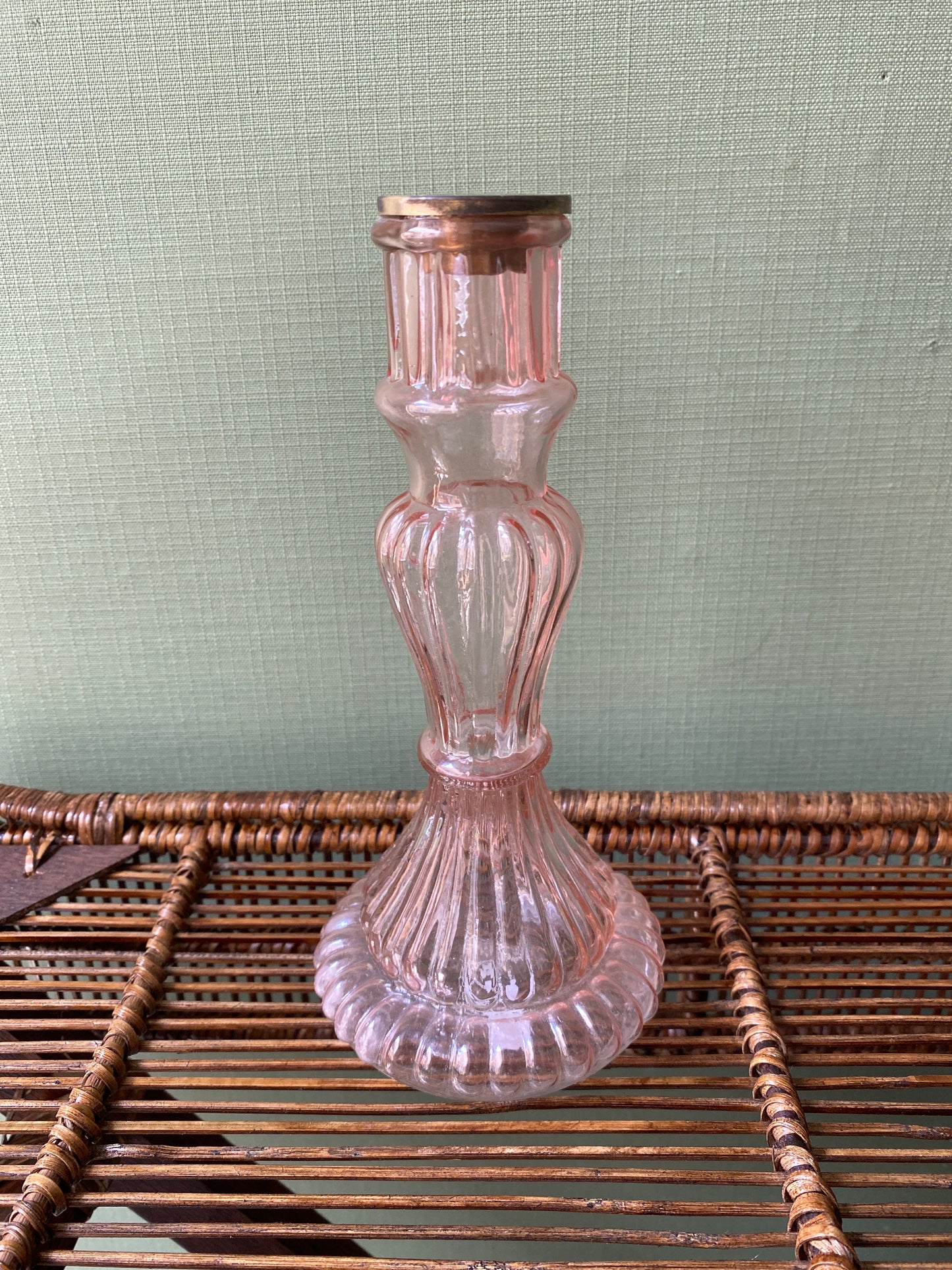 Bougeoir en verre pêche