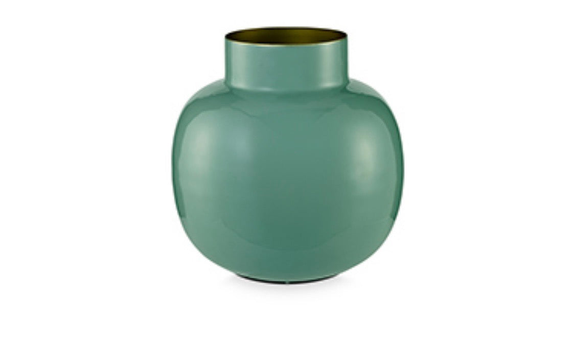 Vaso in metallo laccato verde