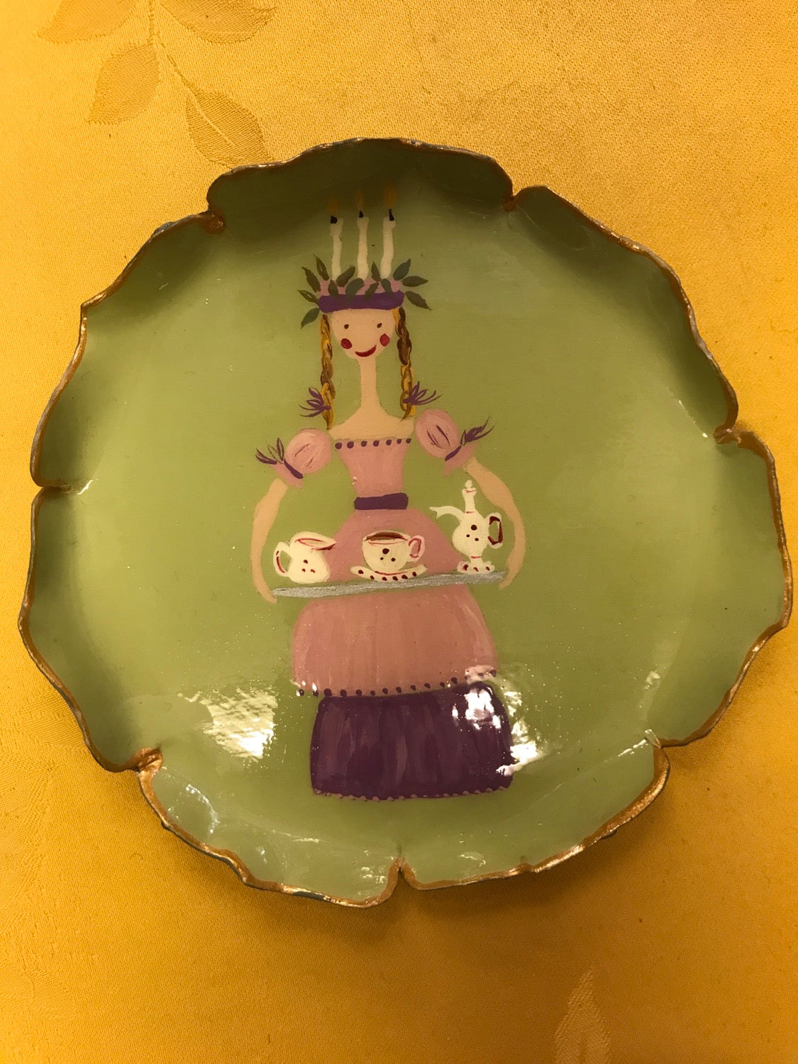 Assiette à pain en métal décorée à la main 12 cm réalisée sur commande