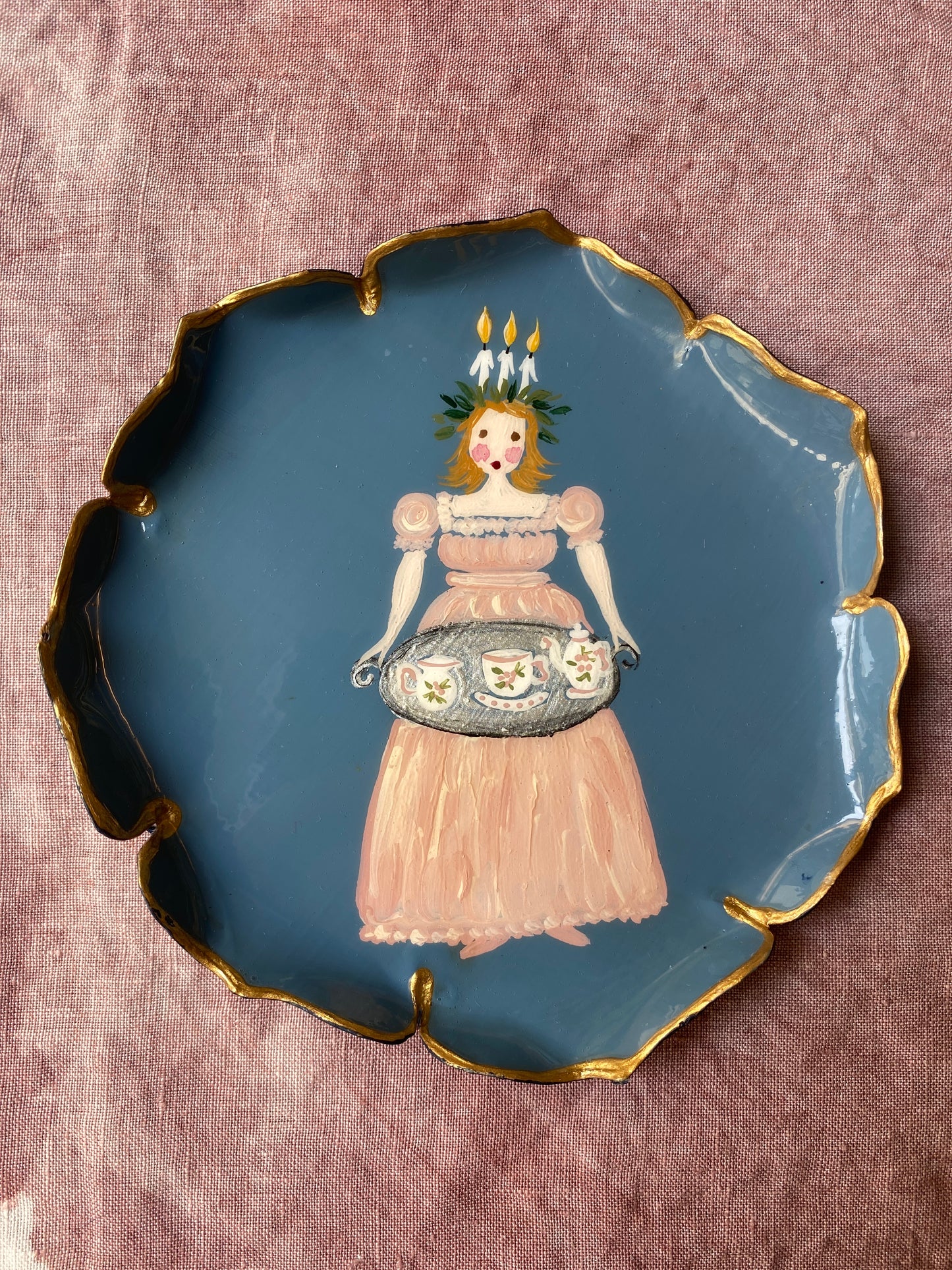 Piattino pane fondo azzurro realizzato su commissione