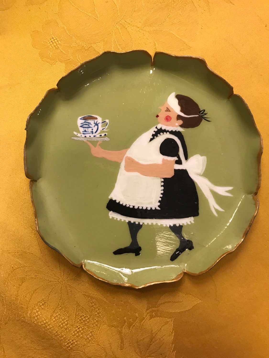 Piattini pane in rame decorato a mano cm12 realizzato su commissione