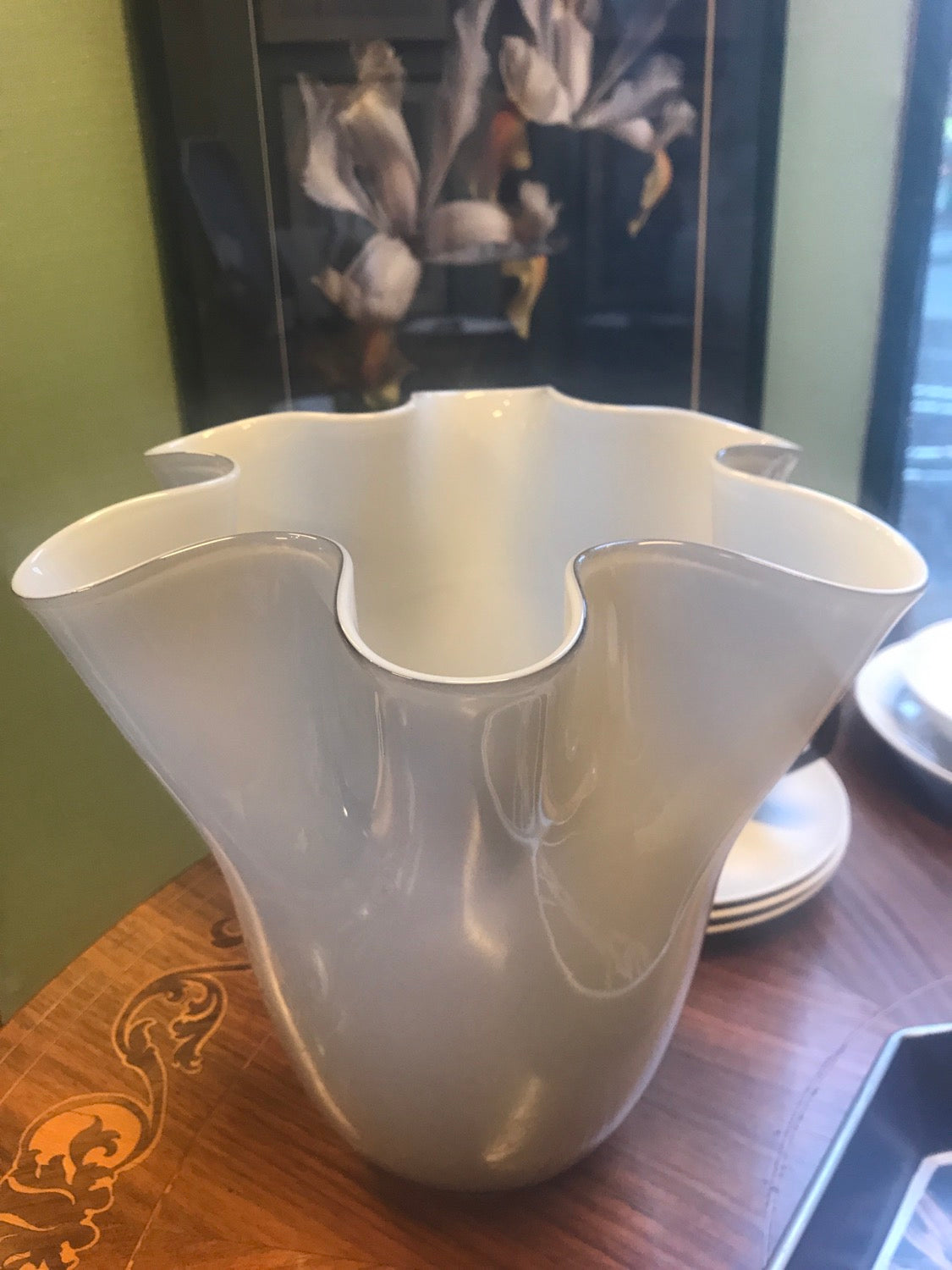 Vase Murano hauteur 23 cm taupe