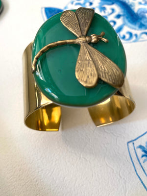 Bracciale in vetrofuso di Murano con libellula Daniela Poletti ordinabile dark jade