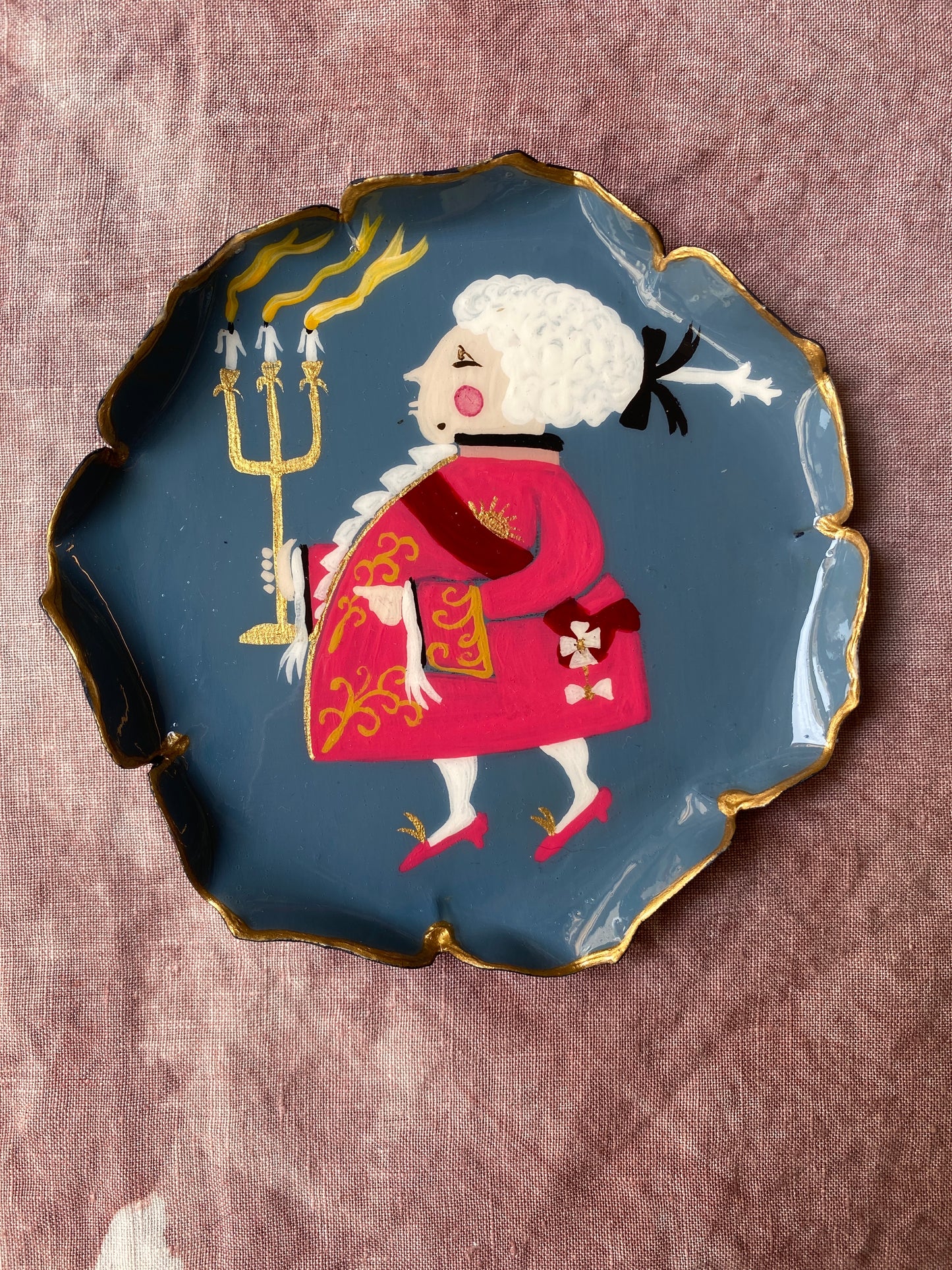 Piattino pane fondo azzurro realizzato su commissione