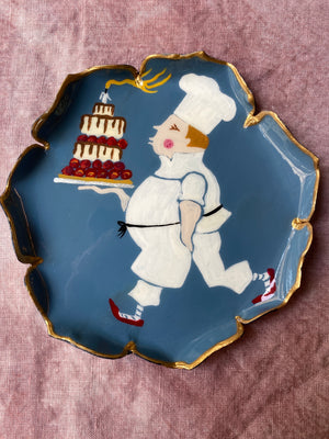 Assiette à pain bleu clair sur commande