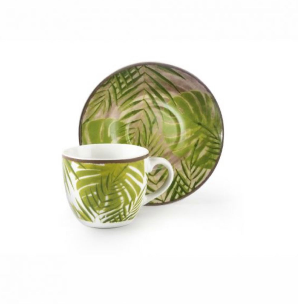 Ensemble de six tasses à café feuilles