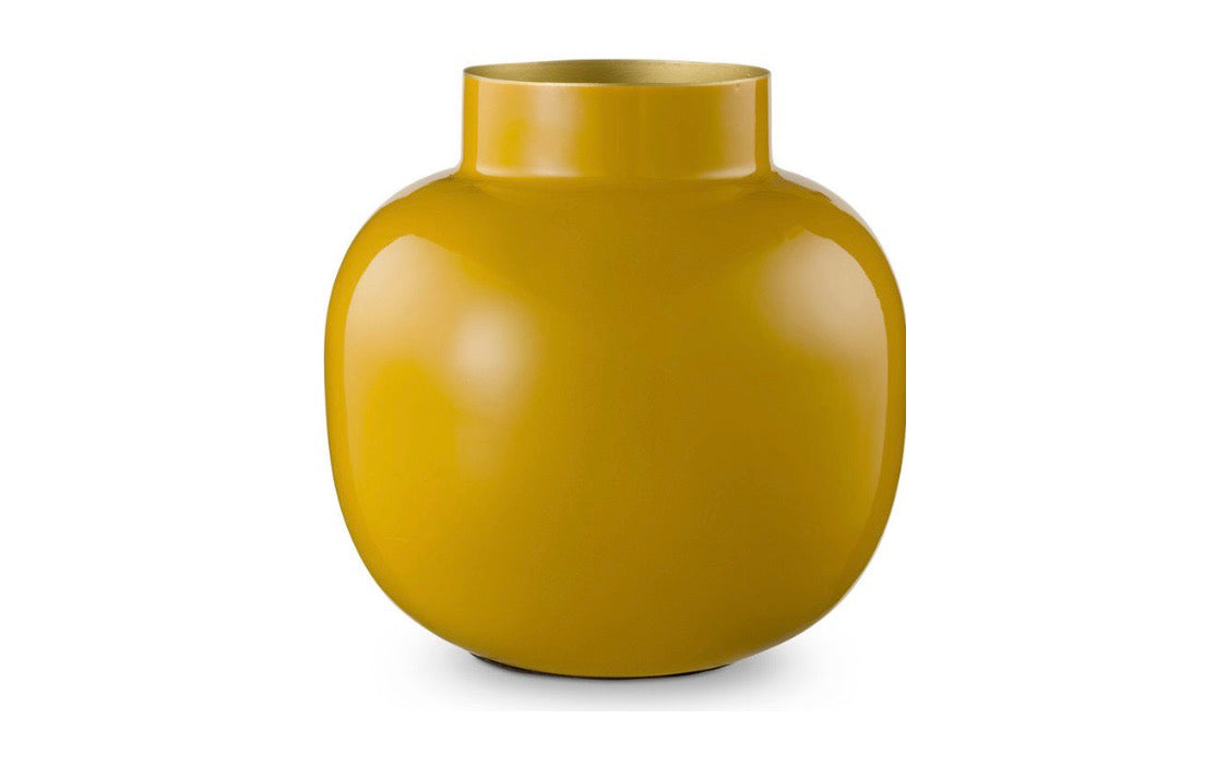 Vaso in metallo laccato giallo